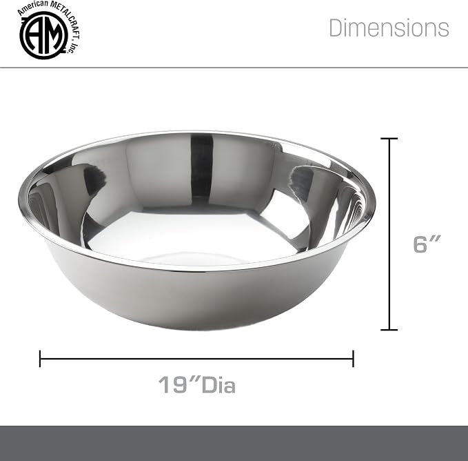 American Metalcraft 20 qt Stainless Steel Mixing Bowl,Silver - Image 4