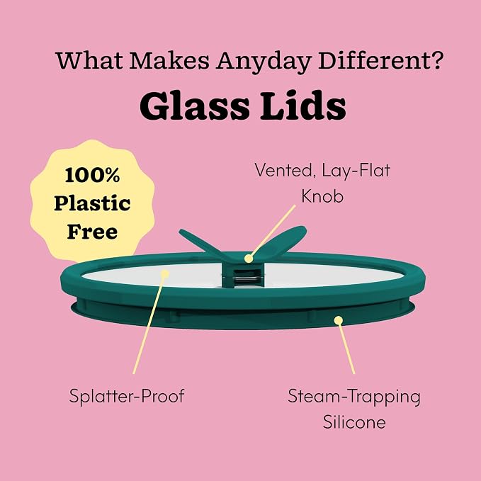 Anyday 2-Pack 4-Cup Deep Glass Food Storage Container w/Lids (Clear Kale) | Plastic Free Meal Prep, Microwave Cookware, Stackable Airtight, Vented Glass Lid, Microwave-Safe Reheating - Image 4