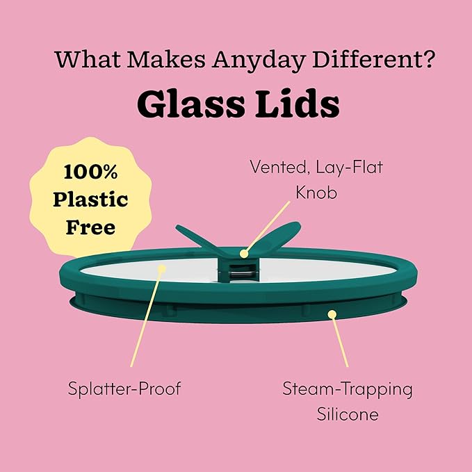 Anyday 4-Cup Glass Food Storage with Lid (Clear Kale) | Round Deep Dish, Plastic-Free Meal Prep, Microwave-Safe Reheating, Stackable Airtight Container, Vented Lid - Image 4