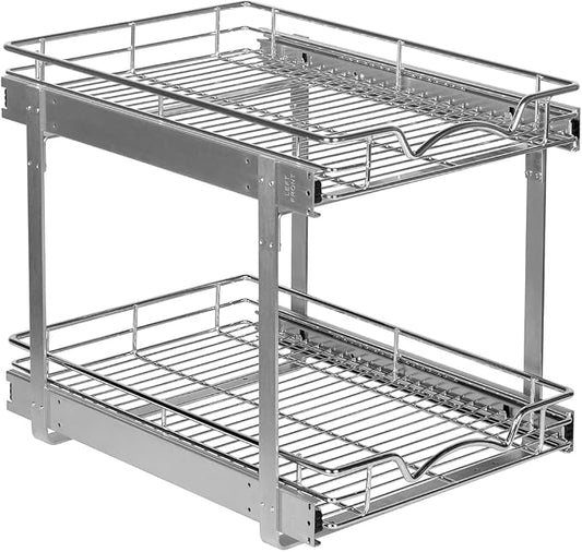 2-Tier Pull-Out Cabinet Organizer for Kitchen, 14" W x 21”D x 16.5" H | Full-Extension Sliding Shelves, Holds 100 lbs, Easy Install for Kitchen, Pantry & Under Sink Cabinets by HOLDN%E2%80%99STORAGE