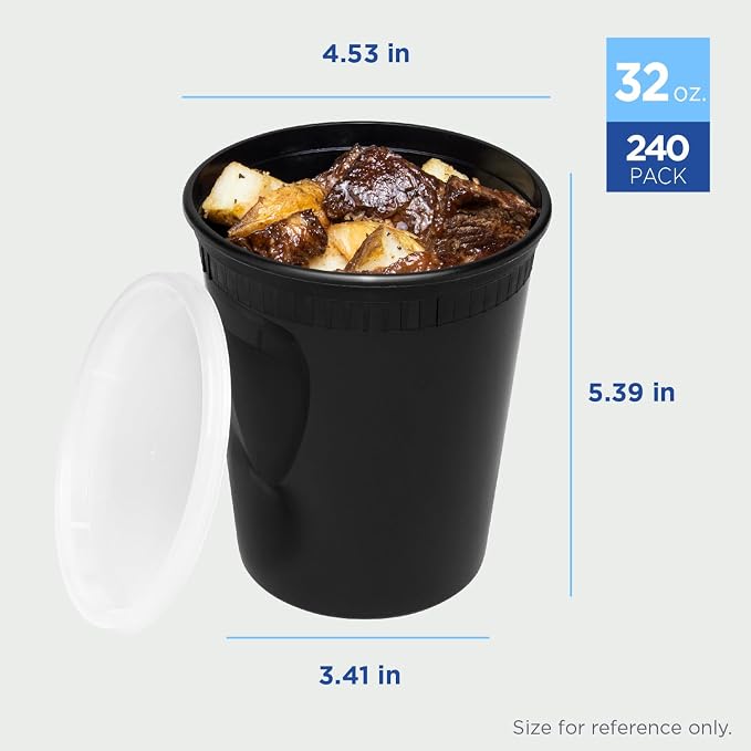 Karat [32oz - 240 ct Black PP Injection Molded Round Deli Containers with Lids (FP-IMDC32-PPB) - Image 4