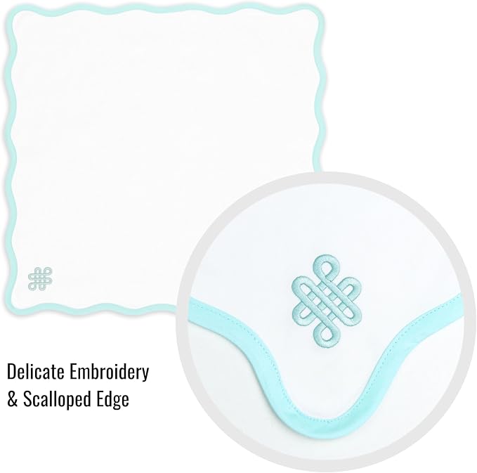 Hofdeco Premium Coastal Cotton Cloth Napkins Set of 4, 20"x20" Washable Dinner for Events, Weddings, Home Use, Muted Aqua Embroidered Endless Knot - Image 5