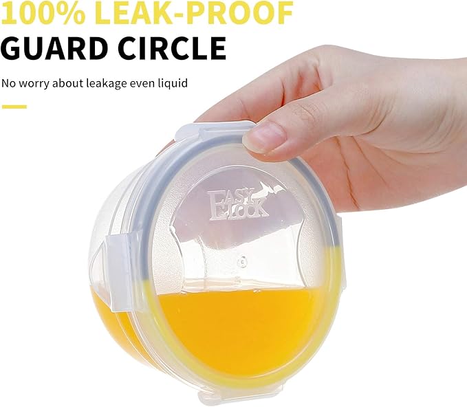 KIGI Small Round Food Storage Containers, 1.26 cup /10 oz, 6 Pack | Plastic Bowls with 4-Sided Locking Lids for Snacks, Meal Prep and Lunch,Leak-Proof & Airtight, BPA-Free, Freezer Safe - Image 4