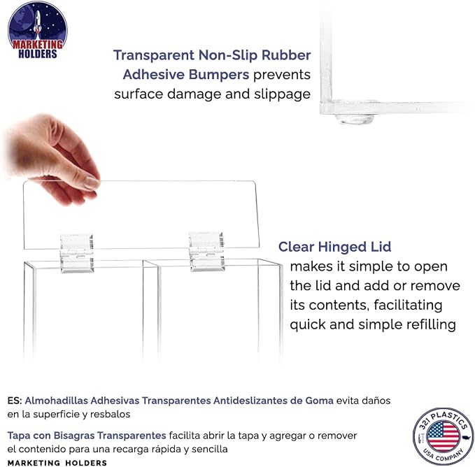 Marketing Holders Divided Condiment Bin with Lid 2 Compartment Sugar Packets or Wrapped Candy Caddy Clear Acrylic 8.5" x 12" Tabletop Organizer for Bakeries and Restaurants - Image 6