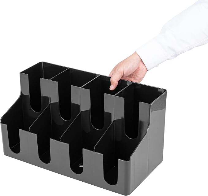 Restaurantware Restpresso Coffee Bar Organizer, 1 Count Durable 8 Compartments, Compact Size, Black Plastic Tabletop Coffee Supplies Organizer For Homes, Office Spaces, Breakrooms, and Lounges - Image 8