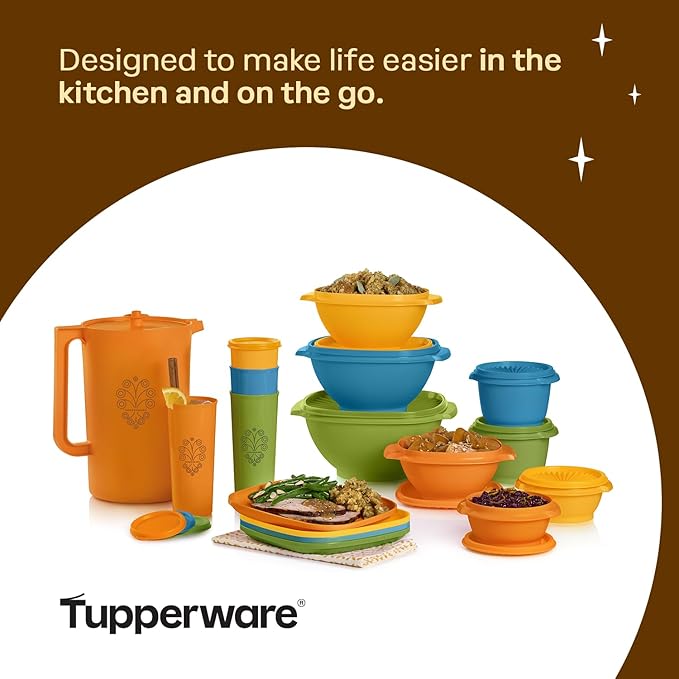 Tupperware Heritage Get it All Retro Collection, 30 Piece Food Storage Container Set in Retro Colors, Dishwasher Safe and BPA Free - Image 5