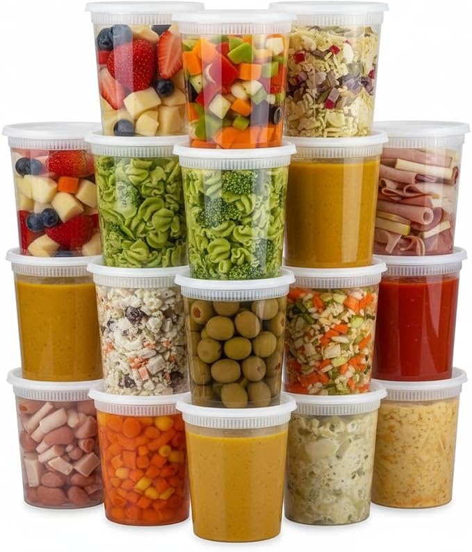 Premium 32 oz Deli Containers with Lids – Leakproof, Airtight, BPA-Free Food Storage | Stackable Meal Prep & Takeout Soup Containers | Microwave, Freezer, Dishwasher Safe (96) - Image 6