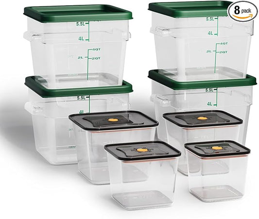 8 Pack Food Storage Containers with Lids；BPA-Free Cereal, Rice, Flour, Pasta & Snack Container, Stackable & Durable,Kitchen Pantry Organizer （0.95qt+1.5qt+2.2qt+3.2qt+4 * 6qt） by Unknown