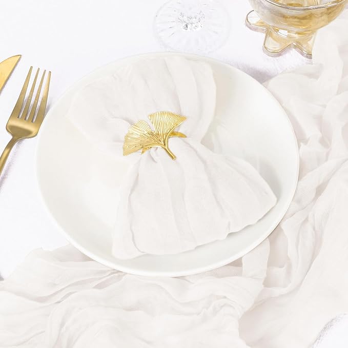 DeZerlor Ivory White Washable Cheesecloth Napkins Set of 20 for Party | Reusable Summer Cloth Napkins Bulk, for Wedding Bridal Baby Shower Dinner Cocktail Birthday Home, 21x21 Inches - Image 3