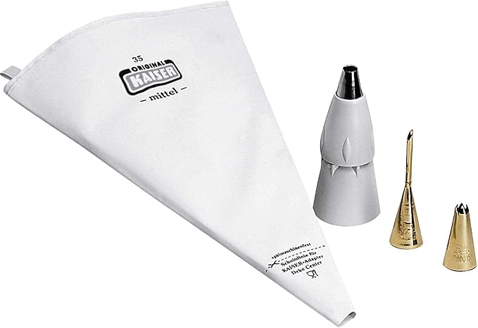 ORIGINAL KAISER WHF Inspiration Sweet & Style Senior Piping Bag Set 5-Piece Very Stable, Tear-Resistant Cotton Piping Bag with Non-Stick Interior Coating Reusable and Dishwasher Safe by ORIGINAL+KAISER