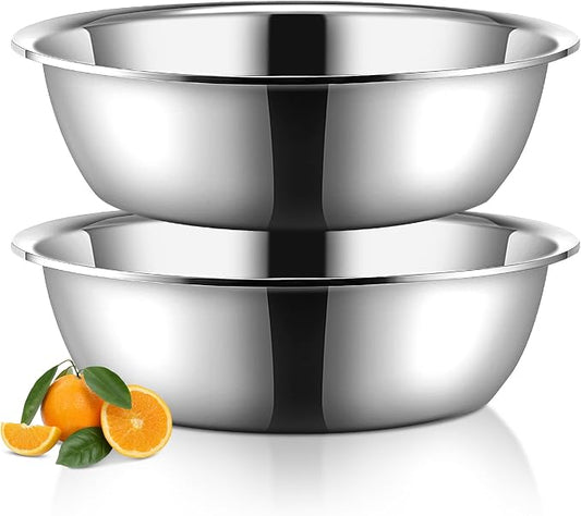 Yungyan 2 Pieces Large Mixing Bowl Stainless Steel Oversized All Purpose Steel Bowl Metal Bowl for Serving Baking Marinating for Home Cooking or Commercial(26 Quarts) by Yungyan