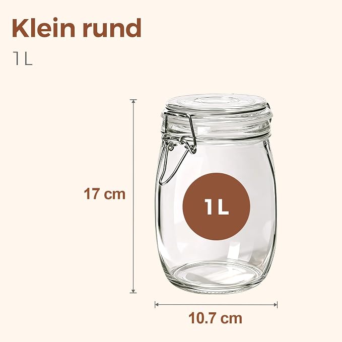 ComSaf Round Glass Jars with Airtight Lids 34 oz 3 Pack Apothecary Coffee | Cookie candy storage, Coffee food storage, Farmhouse decor, Kitchen counter display, Cabinet pantry jars, Snacks - Image 2