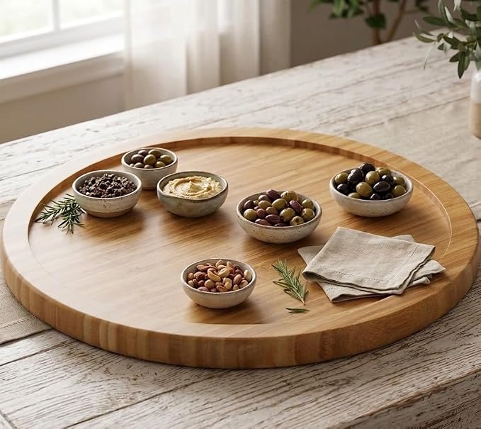 YBM Home Bamboo Wooden Non-Skid Spinner for Kitchen, Pantry, Fridge, Cupboards, or Counter Organizing, Fully Rotating Organizer - Image 5