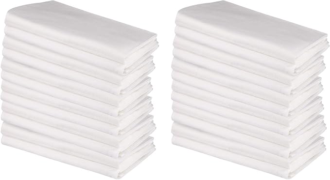 100% Cotton Flour Sack Towels – 24 Pack, 27x27 Inches, White, Lint-Free, Pre-Washed, Hemmed Edges – Reusable Kitchen Towels for Cleaning, Embroidery, Printing & Crafts - White by DGCollections