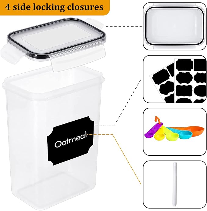 18 Pack Airtight Food Storage Containers with Lids | clear airtight containers with tight lids keep dry food fresh. Safe plastic, stackable for pantry kitchen storage - Image 3