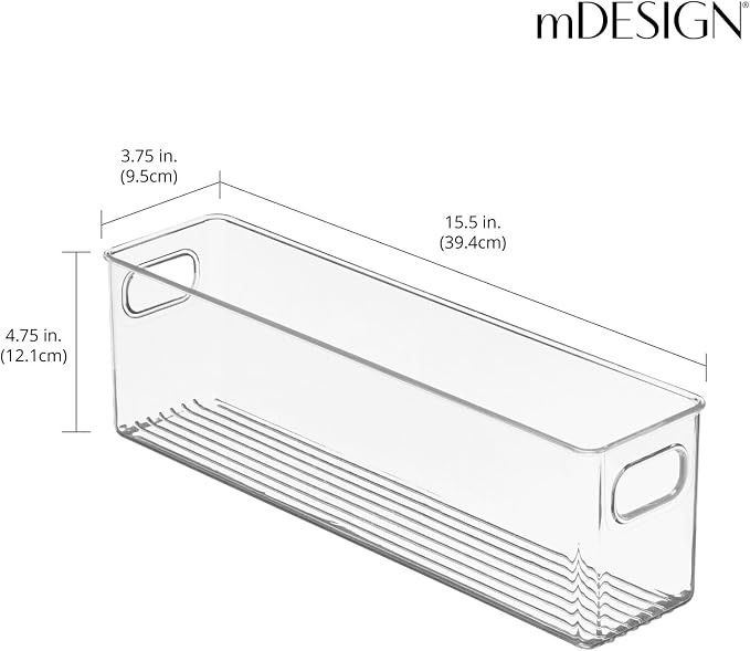 mDesign Plastic Bathroom Storage Container Bins w/ Handles - Closet, Cabinet, Vanity, Cupboard Shelf Organization, Hair Tools Accessory Organizer - Ligne Collection; Clear, ‎5x3.75x16 (Pack of 8) - Image 4