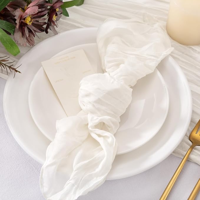 Cheesecloth Napkins Iovry White Cloth Napkins Bulk,Set of 50 | 21''x21'',Washable Boho Table Gauze Fabric Napkins,for Wedding Baby Bridal Shower Dinner Party Decor - Image 5