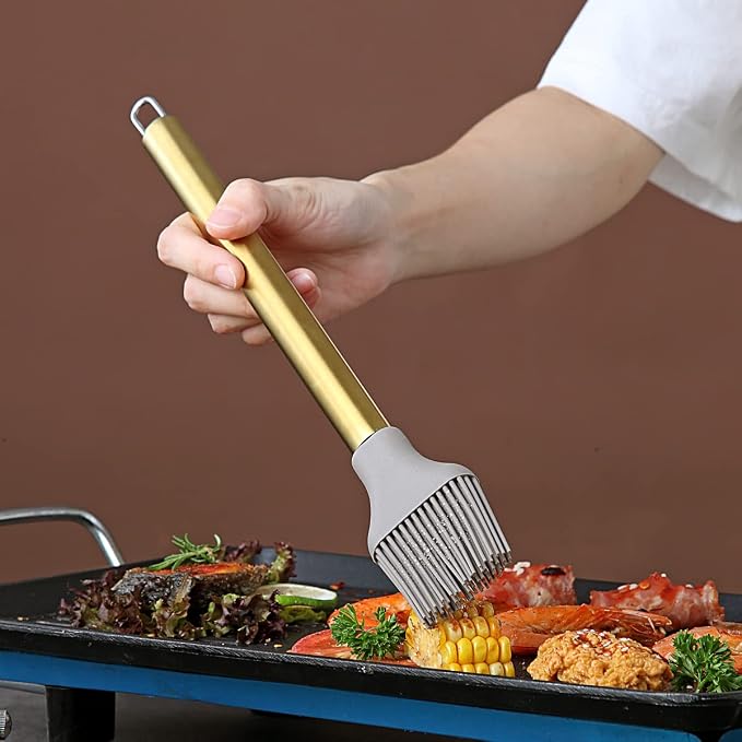 Gold Basting Brush, Berglander Non-stick Silicone Kitchen Brush For Cooking With Titanium Gold Plating Handle, Barbeque Brush, Pastry Brush, BBQ Brush, Dishwasher Safe, Easy to Clean - Image 7