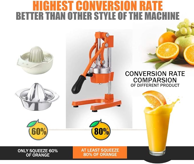 Commercial Heavy Duty Cast Iron Hand Press Manual Orange Citrus Lemon Lime Grapefruit Pomegranate Fruit Juice Squeezer Machine with Stainless Steel Cup - Image 3