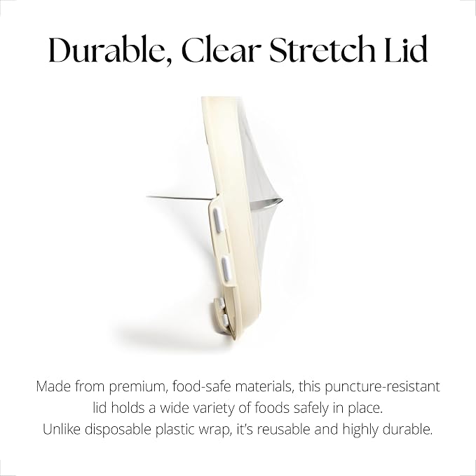 Crudités Portable Stretch-Lid Snack Tray, Square 4-Pack, Cream White - Image 5