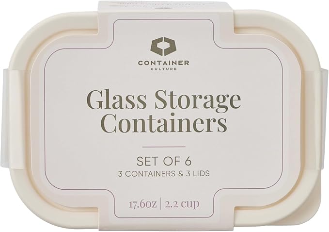 Glass Food Storage Containers with Lids — 6 Piece — 17.6 oz Glass with BPA-Free Leakproof Stackable Lids — Microwave, Oven & Dishwasher Safe — Ideal for Meal Prep & More - Vanilla Mist - Image 3