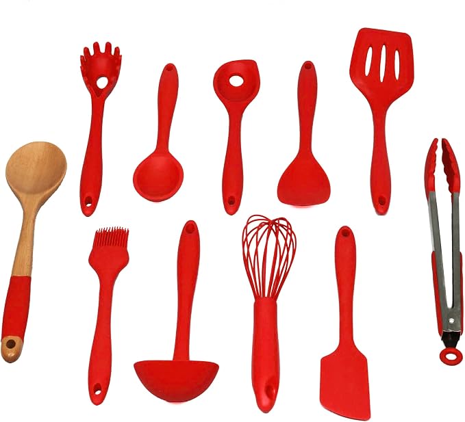 Chef Craft Premium Silicone Kitchen Tool and Utensil Set, 11 Piece Set, Red by ChefCraft