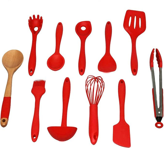 Chef Craft Premium Silicone Kitchen Tool and Utensil Set, 11 Piece Set, Red by ChefCraft