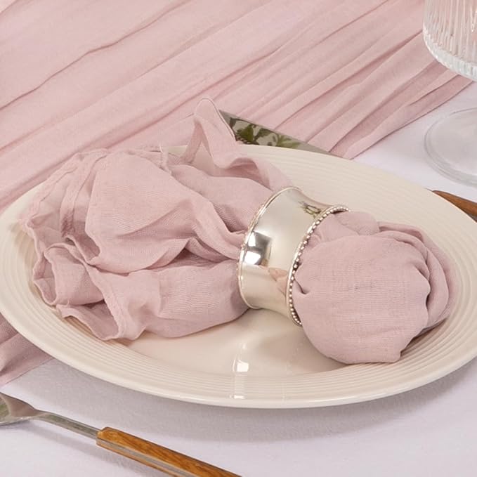 Cloth Napkins Set of 60 21"x21" Reusable Cheesecloth Napkins Dusty Pink | Boho Rustic Dinner Napkins Washable Gauze Table Napkins Cloth Hemmed Edges for Wedding Bridal Shower Family Gathering Decor - Image 3