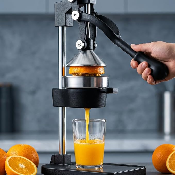 Cast Iron Juicer – Heavy Duty Manual Citrus Juicer, Professional Orange Press, Stainless Steel Lemon Squeezer & Lime Juice Extractor (Gray-Base-Style) - Image 7