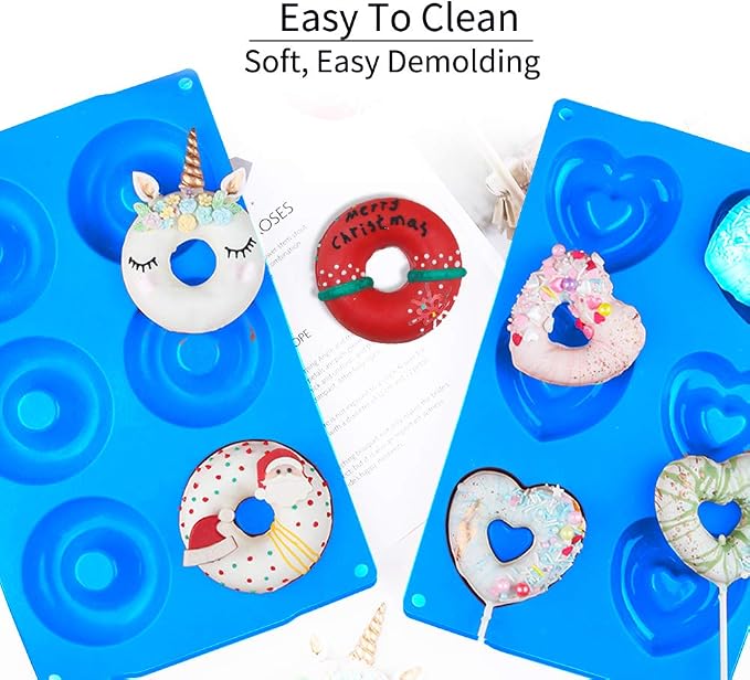 Donut Pan Silicone Molds Baking Pan NonStick 6-Cavity Pack of 2,BPA Free Silicone Mold Sheet Tray Makes Perfect 3 Inch Donuts Bagels - Image 3