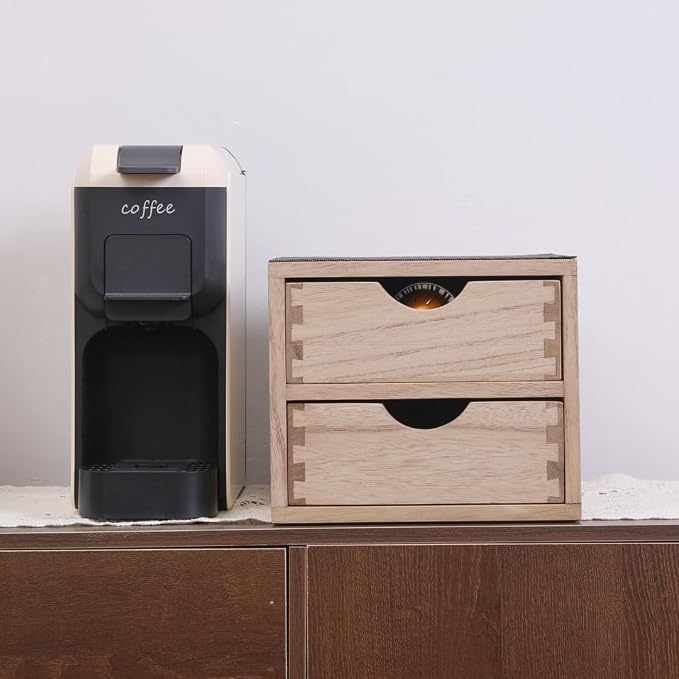 DDYURI Drawer Holder for Coffee Brew - Kitchen Machine Stand Shelf Contertop - Serve Coffee Station and Pod Capsule Storage Organizer for Home Decor Office Storage Solution 2-Tier CF2D2C-Light - Image 8