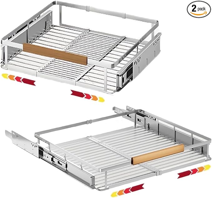 16.3~26.3"x17.3" Pull Out Cabinet Organizer，2Pack Expandable Sliding Cabinet Shelves，Side Mounting by Unknown