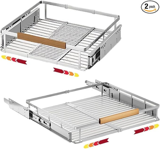 16.3~26.3"x17.3" Pull Out Cabinet Organizer，2Pack Expandable Sliding Cabinet Shelves，Side Mounting by Unknown