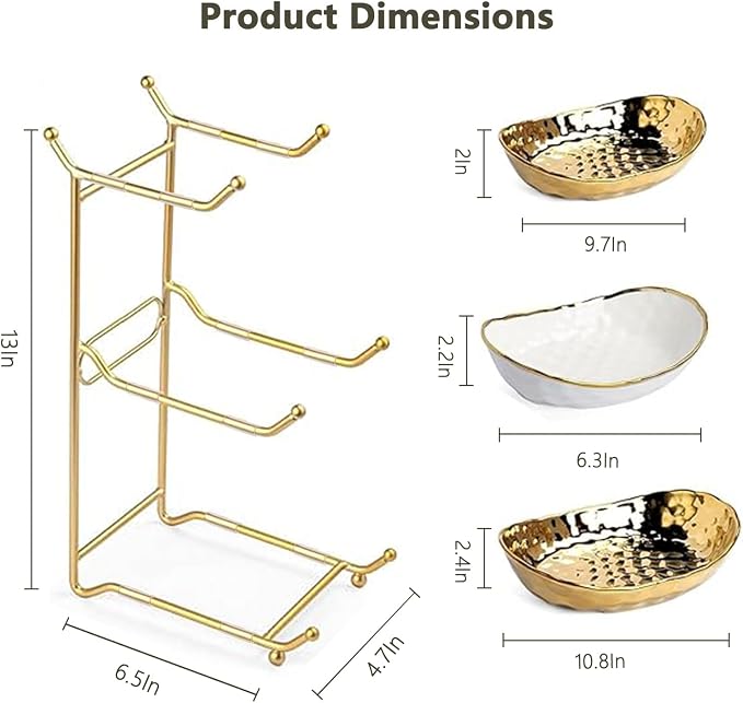 3 Tier Ceramic Fruit Bowl with Metal Stand - Kitchen Countertop Organizer for Fruits, Snacks, Desserts, Nuts, Candy Storage, Modern Serving Basket for Party, Dining & Home Decor - Image 7