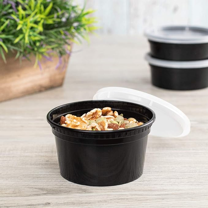 Karat [12oz - 240 ct Black PP Injection Molded Round Deli Containers with Lids (FP-IMDC12-PPB) - Image 2