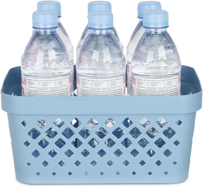 Glad Plastic Baskets for Organizing, Set of 6 | Pantry Storage for Under Counter, Linen Closet, and Bathroom | Nesting Shelf Bins with Handles, 1 Gallon, Marina Blue - Image 4