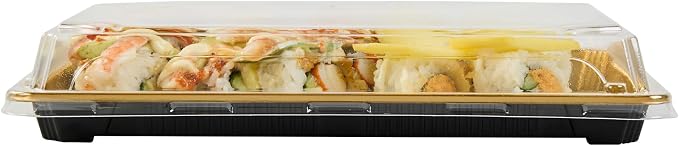 Restaurantware Plastic Sushi Trays 100 Pack of 10 x 7.2 x 1.77 Inch With Clear Lids Leak-Resistant Sushi Take Out Boxes Stackable Containers For Grab-And-Go - Image 12