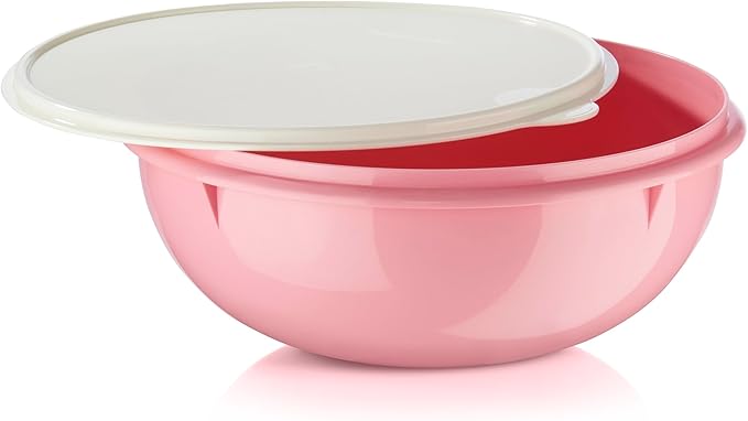 Tupperware Fix-N-Mix Vintage Pink Mixing Bowl - 1.7 Gallon | Plastic Food Storage Mixing Bowl with Secure Lids, BPA Free Materials, & Dishwasher-Safe for Kitchen Storage or Meal Prep by Tupperware