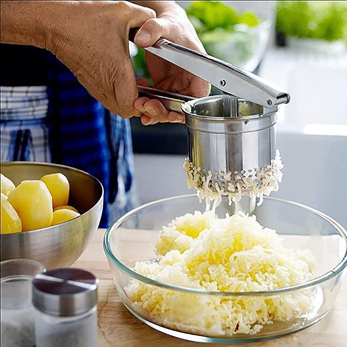 Stainless Steel Potato Masher & Ricer – Heavy-Duty Presser, Crusher & Squeezer – Ideal for Potatoes, Radishes, Vegetables – Ergonomic Handle, Easy to Clean Pack of 1 - Image 3