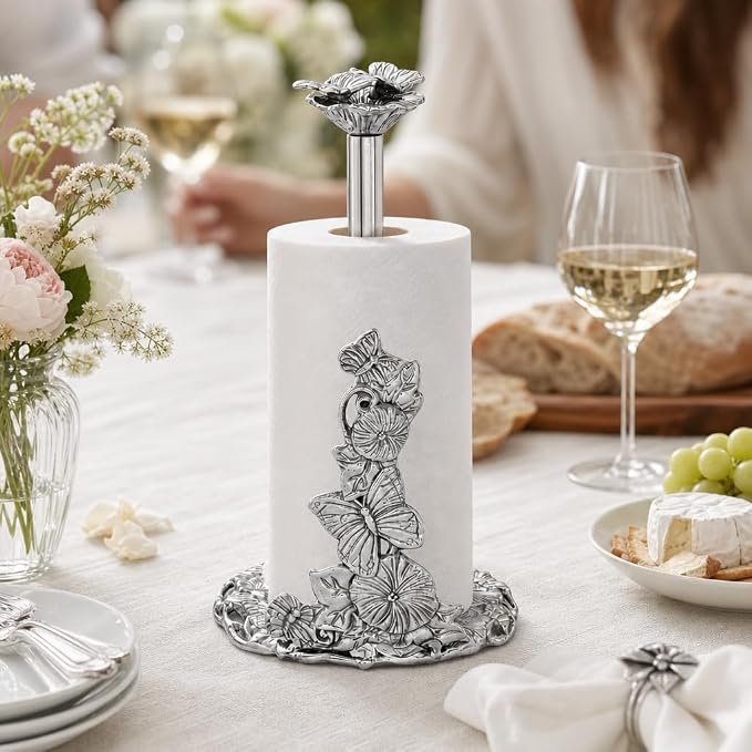 Arthur Court Butterfly Paper Towel Holder - Decorative Aluminum Design for Kitchen Countertop - 13 Inch Tall with Weighted Base - Image 6