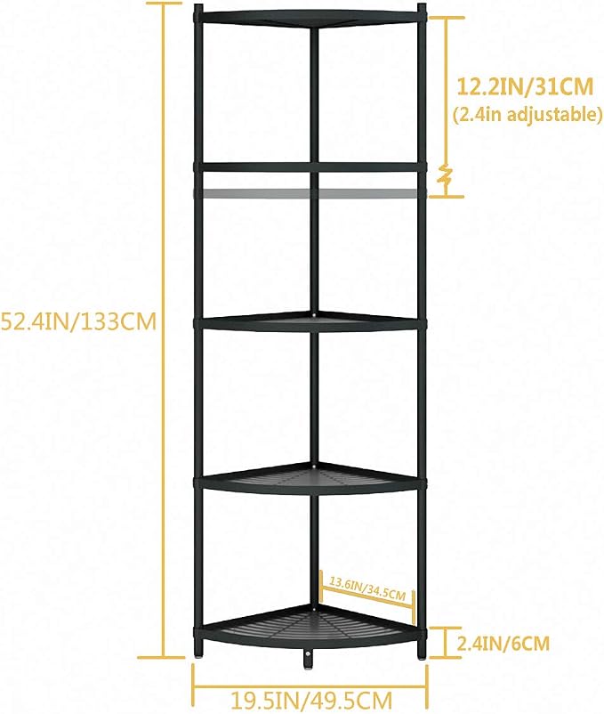 MAGCOLOR 5-Tier Kitchen Corner Shelf Rack, Free Standing Pot Rack for Organizer Stainless Steel Cookware Stand - Image 2