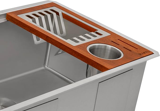 Ruvati Wood Dish Plate and Silverware Caddy Drying Rack for Workstation Sinks - RVA1542 - Image 3