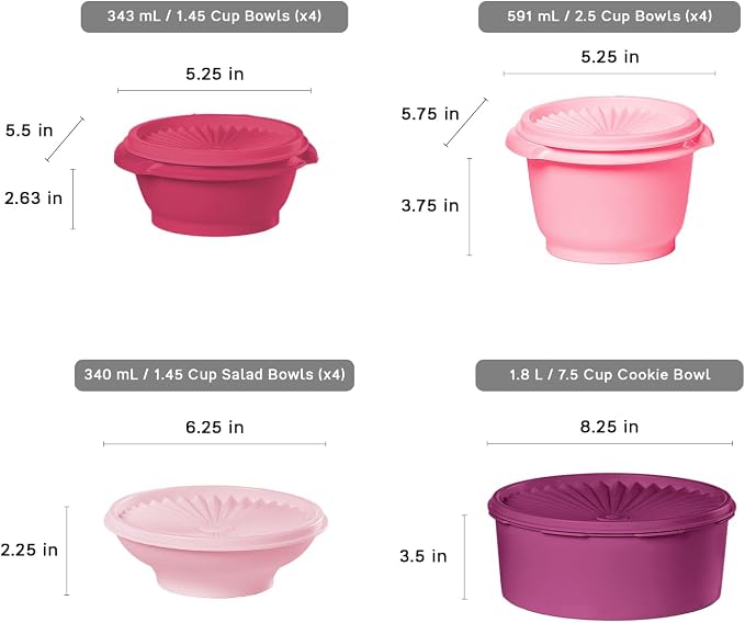 Tupperware Heritage Collection, New 36 Piece Food Storage Container Set in Vintage Pink, Dishwasher Safe and BPA Free (18 containers, 18 lids) - Image 3