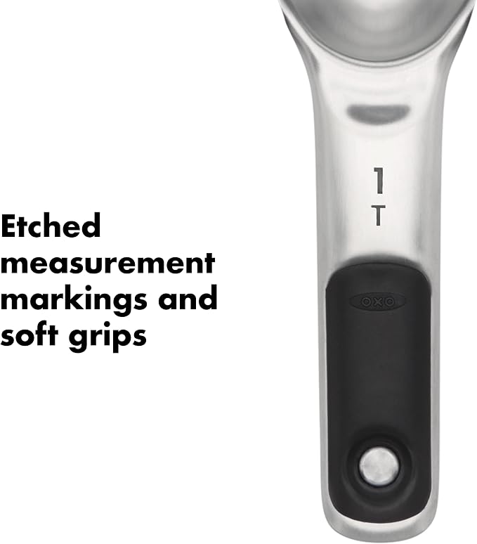 OXO Good Grips 4 Piece Stainless Steel Measuring Spoons with Magnetic Snaps, (Pack of 2) - Image 10
