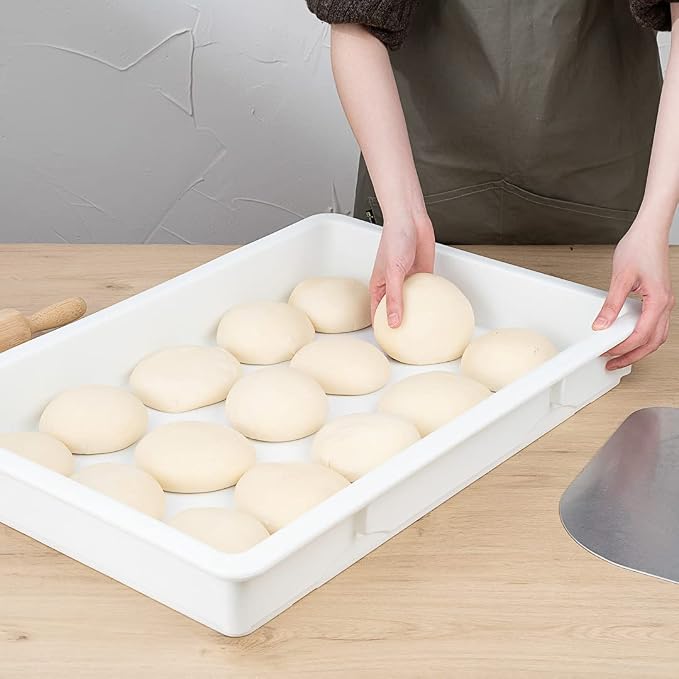 26 x 18 x 3 Inch Proofing Boxes, 10 Rectangle Dough Boxes - Stackable, Dishwasher-Safe, White Plastic Pizza Dough Boxes, Durable, Lids Sold Separately - Image 5