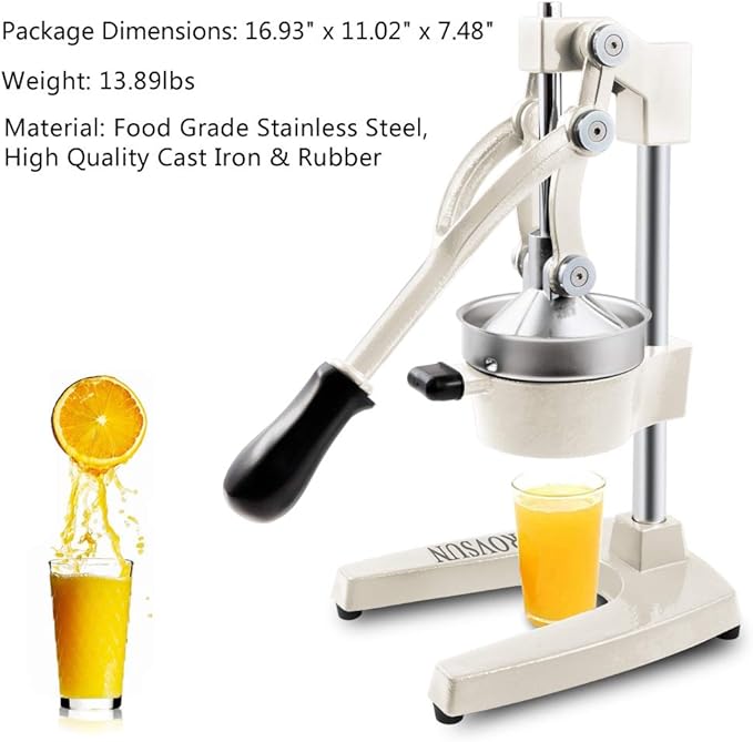 ROVSUN Commercial Grade Citrus Juicer Hand Press Manual Fruit Juicer Juice Squeezer Citrus Orange Lemon Pomegranate (White) - Image 3