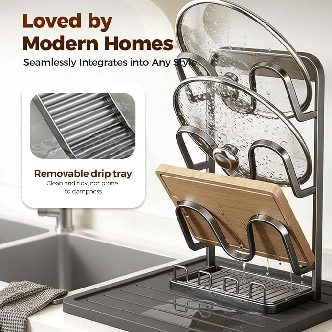 Kitchen Pot Lid Storage Rack, 2026 New Double-layer Rack, Multifunctional Lid Holder for Kitchen Countertop, Compact Pot Lid Stand for Home, Modern Kitchens Organizer for Families (Silver, Triple) - Image 4