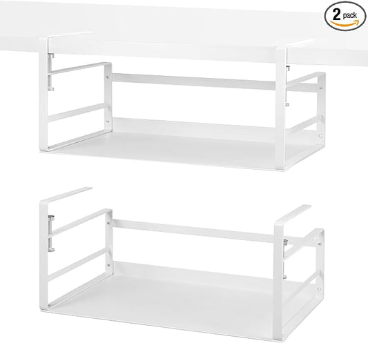 Nxconsu Under Shelf Basket, 2 Pack Under Shelf Storage Organizer, 16.1" | Heavy-Duty Metal Under Cabinet Shelf Basket Holds 30 lb with No-Drill Knob-Lock Clamp for Kitchen Pantry Cupboard by Nxconsu