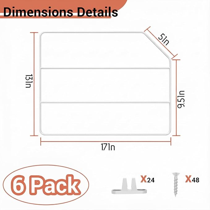 Baking Sheet Organizer Set of 6, 17"x13" Vertical Tray Dividers for Kitchen Cabinets, White Metal Cabinet Divider, Metal Wire Storage for Pans, Baking Trays and Cookware - Image 3