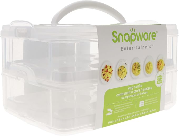 Snapware Snap N Stack 2-Layer Food Storage with Egg Holder Trays - 2 Pack | Dual Storage Levels | Removable Inserts | Secure Closure | Portable Carrier | Durable Construction - Image 4